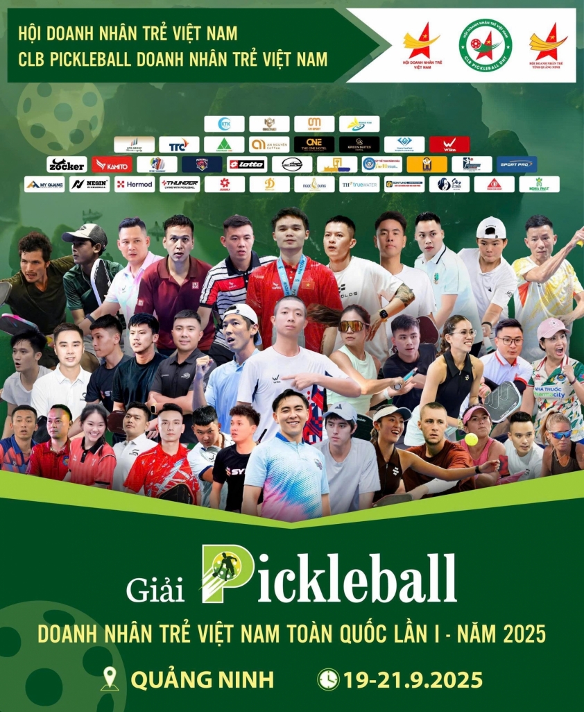 Cảnh thi đấu sôi nổi tại giải Pickleball